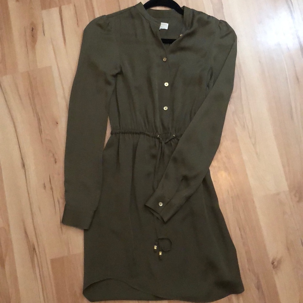 MK silk dress in olive